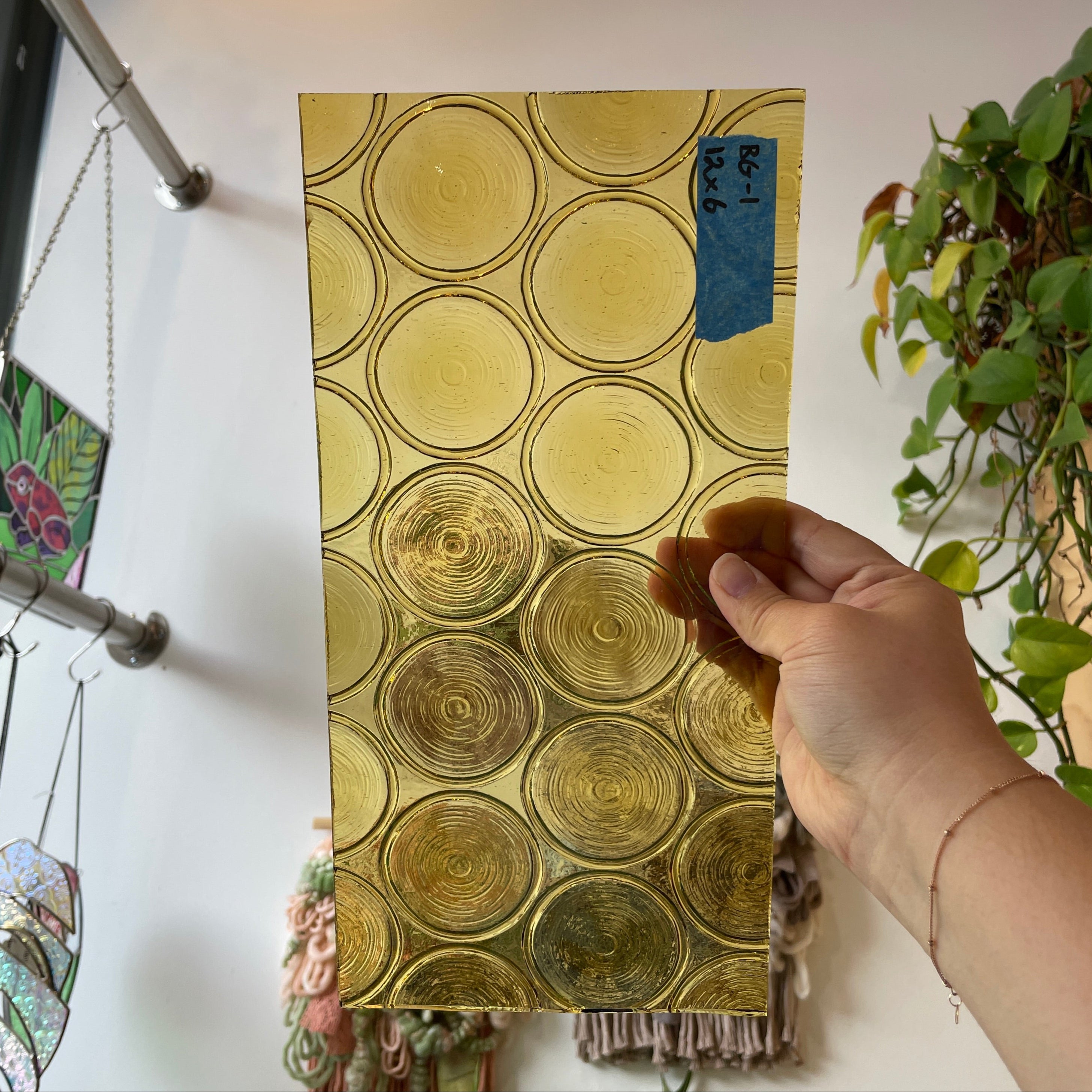 Yellow Vintage 70s/80s Bottle Glass Sheet Glass Colorado Glass Works UNK363 (12x6in)