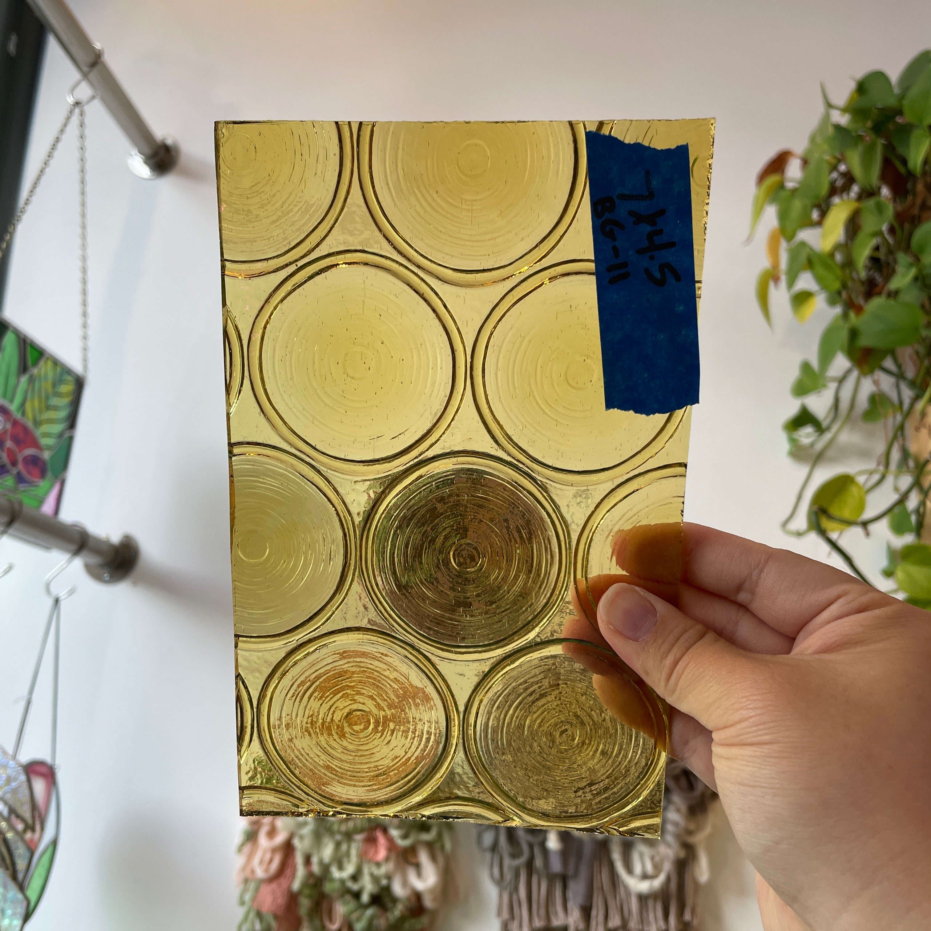 Yellow Vintage 70s/80s Bottle Glass Sheet Glass Colorado Glass Works UNK373 (7x4.5in)
