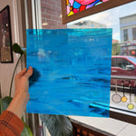 NEW! Blue Topaz and White Wispy Oceanside Fusible 96 COE (OGT 833.92F) Sheet Glass Colorado Glass Works