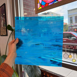 NEW! Blue Topaz and White Wispy Oceanside Fusible 96 COE (OGT 833.92F) Sheet Glass Colorado Glass Works