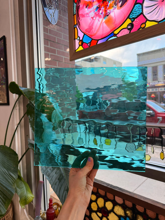 NEW! Caribbean Blue Waterglass Oceanside Fusible 96 COE (OGT 532.1WF) Sheet Glass Colorado Glass Works