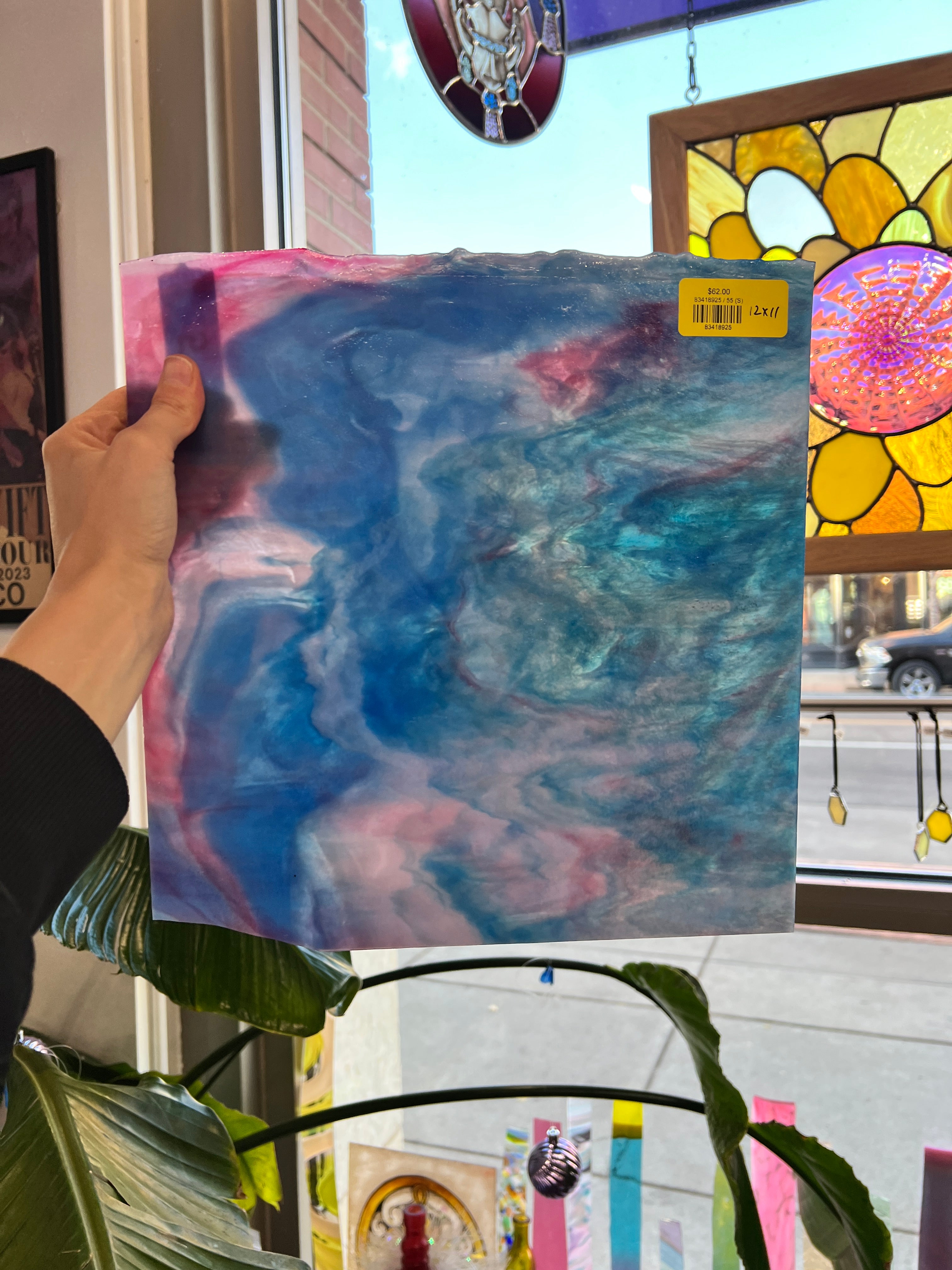 Cotton Candy Blue Pink Youghiogheny 55 (S) Sheet Glass Colorado Glassworks