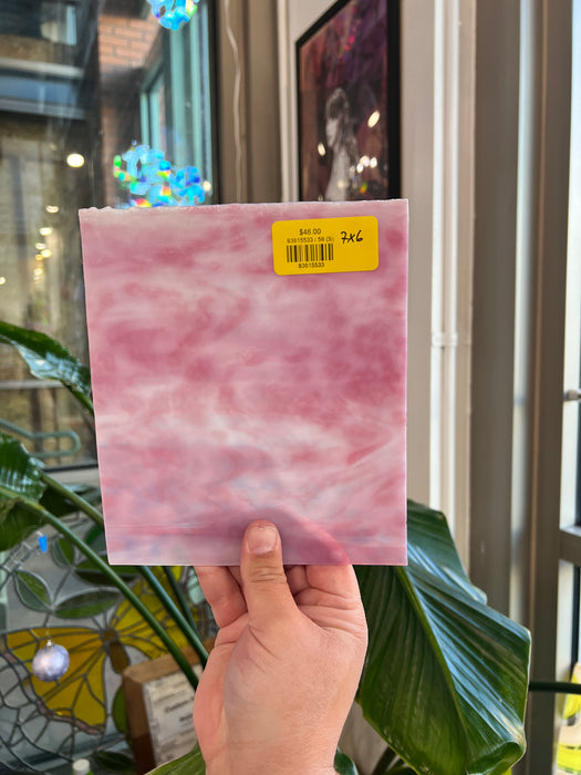 Pink White Wispy 58 (S) Sheet Glass Colorado Glassworks