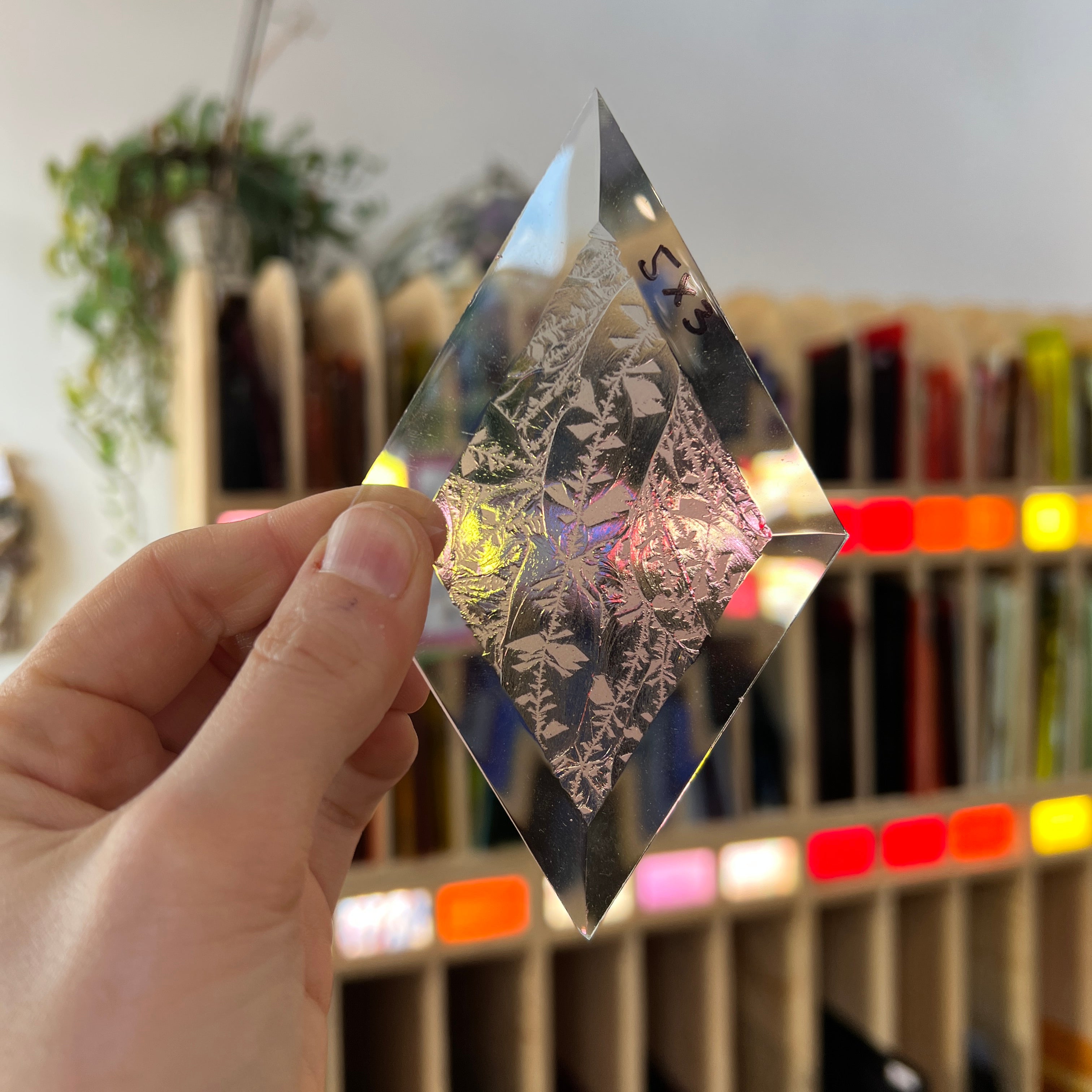 Glue Chip 5 x 3 in. Diamond Bevel Tools Colorado Glass Works