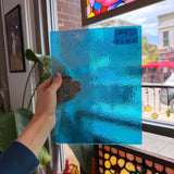 Peacock Blue Iridescent Wissmach Fusible 96 COE Fusible Sheet Glass Wissmach Glass
