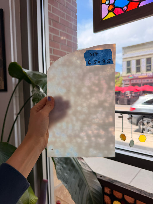 White Iridescent Mottle Youghiogheny Sheet Glass Youghiogheny Glass