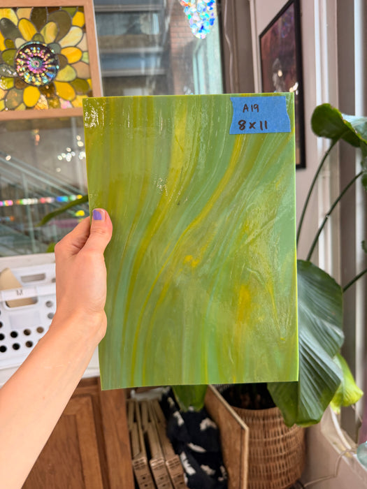 Avocado Opal Wissmach Fusible 96 COE (WI 96 270L) Fusible Sheet Glass Wissmach Glass A19 (11x8in)