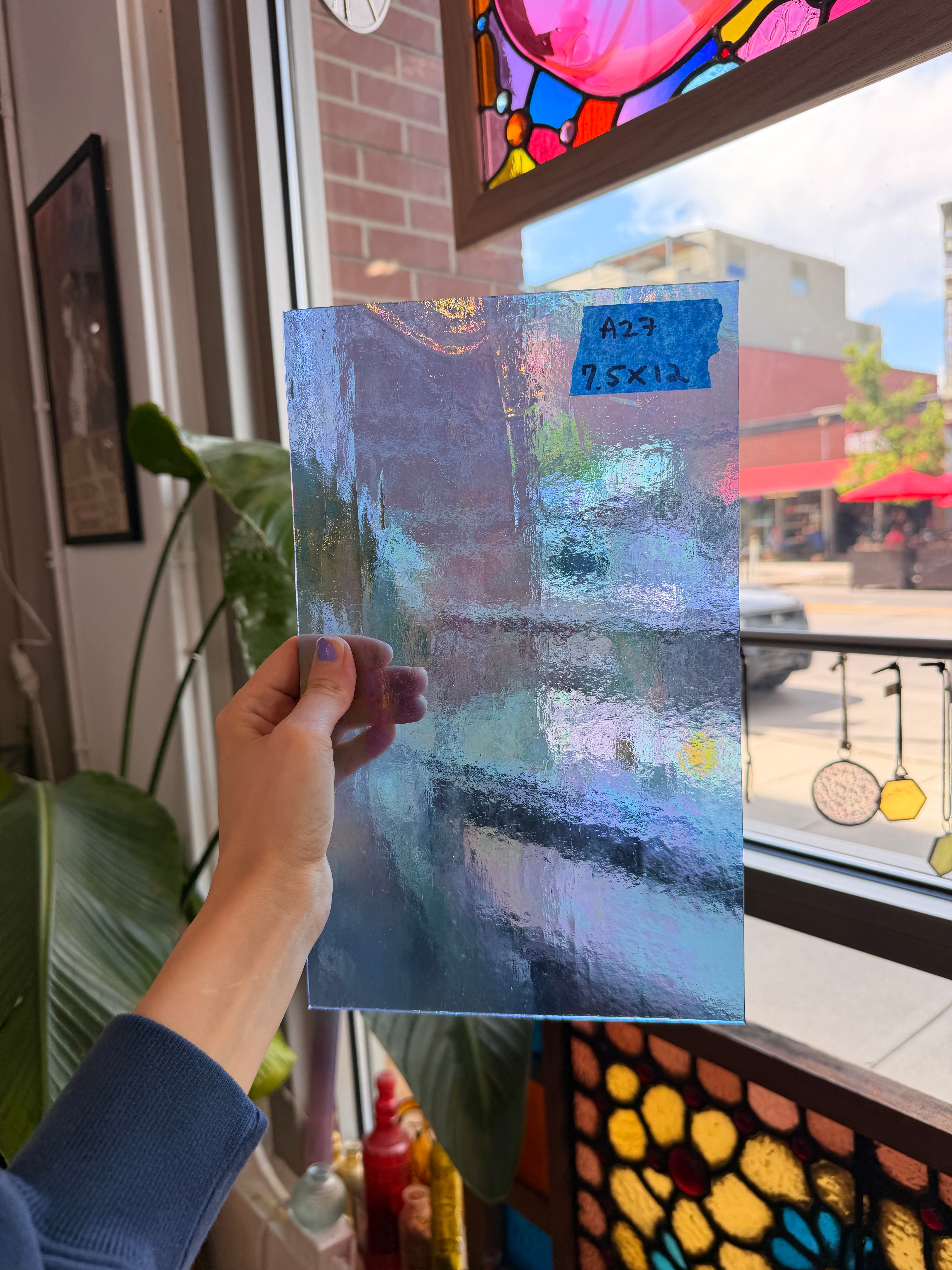 Periwinkle Cornflower Blue Iridescent Wissmach Fusible 96 COE Fusible Sheet Glass Wissmach Glass