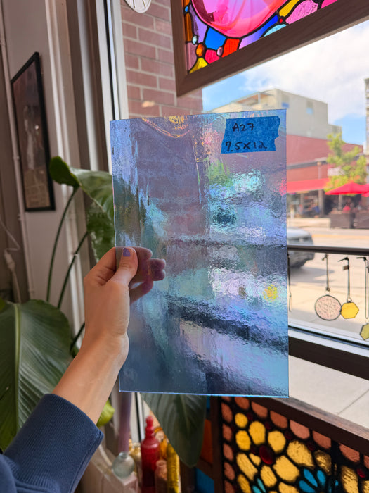 Periwinkle Cornflower Blue Iridescent Wissmach Fusible 96 COE Fusible Sheet Glass Wissmach Glass