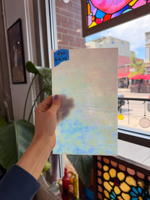 White Iridescent Mottle Youghiogheny Sheet Glass Youghiogheny Glass 6x10in (YG-65802285)