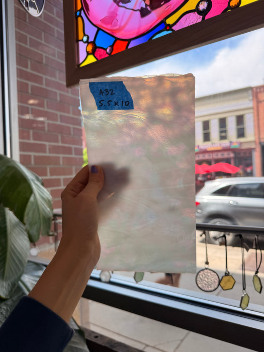 White Iridescent Mottle Youghiogheny Sheet Glass Youghiogheny Glass