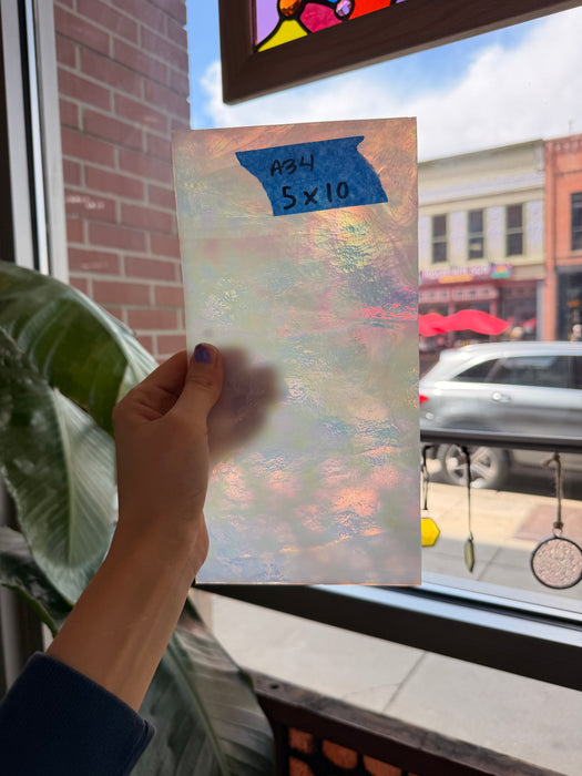 White Iridescent Mottle Youghiogheny Sheet Glass Youghiogheny Glass 5x10in (YG-65900589)