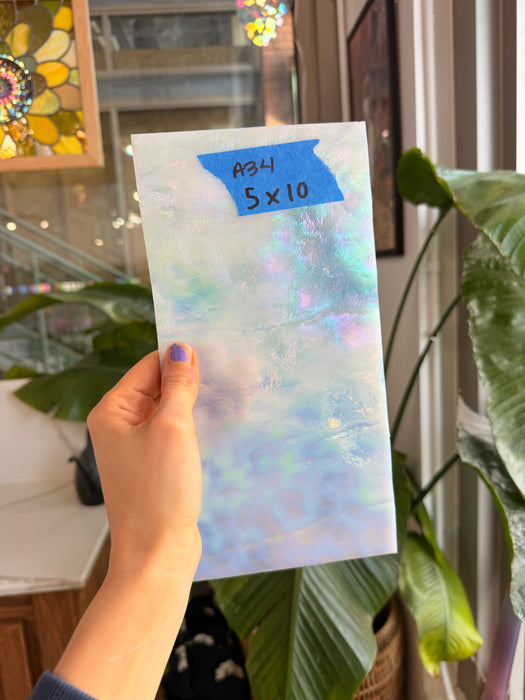 White Iridescent Mottle Youghiogheny Sheet Glass Youghiogheny Glass