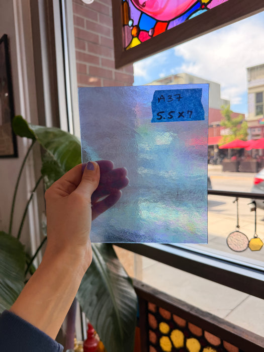 Periwinkle Cornflower Blue Iridescent Wissmach Fusible 96 COE Fusible Sheet Glass Wissmach Glass 5.5x7in (WM-67014701)