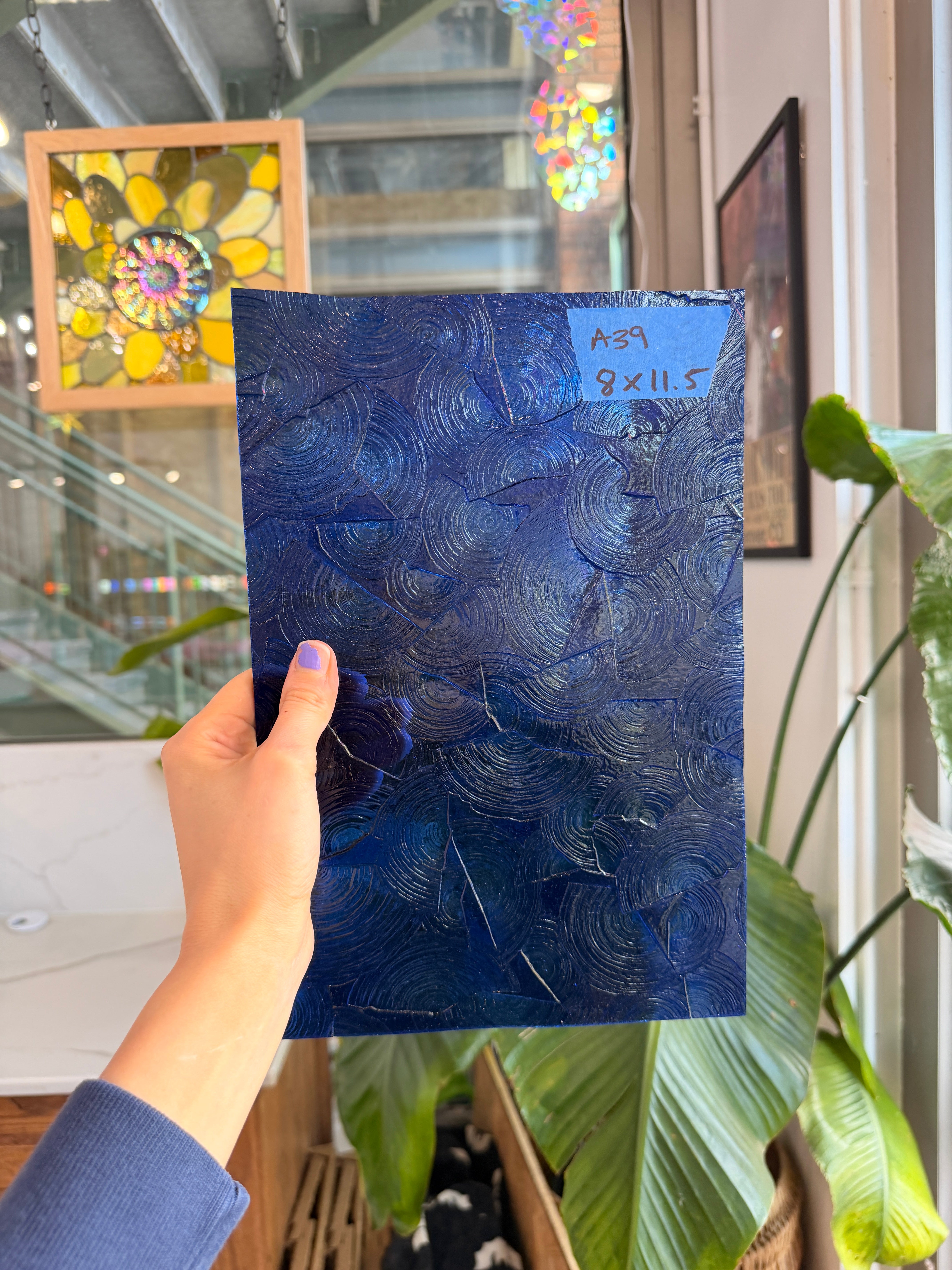 Blue Rondalite Kokomo Sheet Glass Kokomo Glass A39 (8x11.5in)
