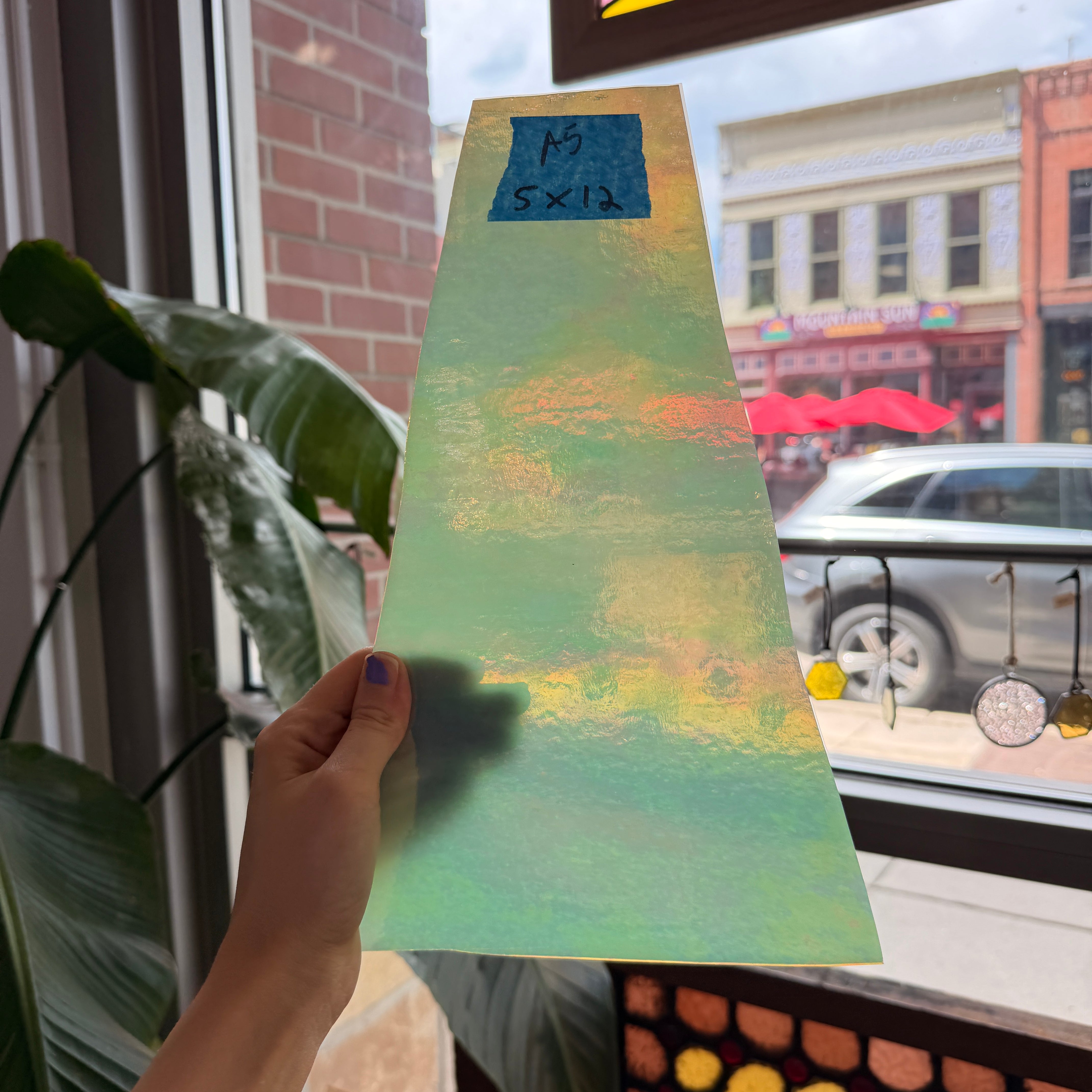 Pale Green Iridescent Wissmach Fusible 96 COE Fusible Sheet Glass Wissmach Glass A5 (5x12in)