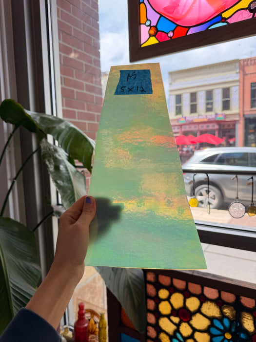 Pale Green Iridescent Wissmach Fusible 96 COE Fusible Sheet Glass Wissmach Glass A5 (5x12in)