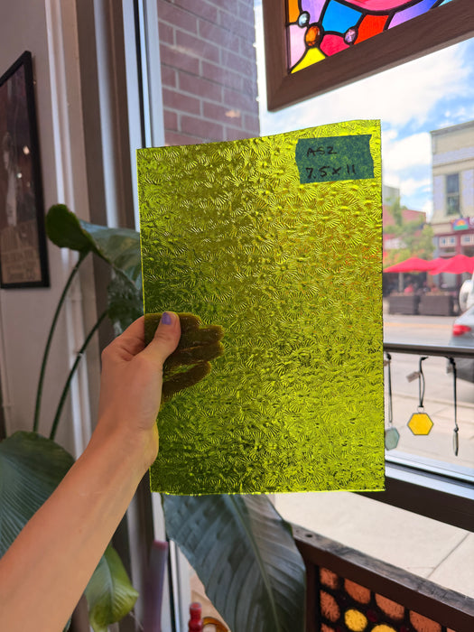 Pear/Lime Green Florentine Wissmach (WI 1146 FLOR) Sheet Glass Wissmach Glass 7.5x11in (WM-67604525)