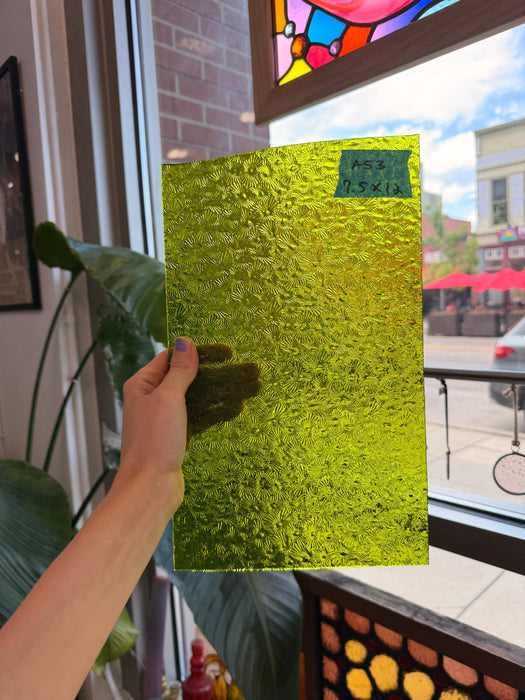 Pear/Lime Green Florentine Wissmach (WI 1146 FLOR) Sheet Glass Wissmach Glass