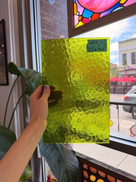 Pear/Lime Green Florentine Wissmach (WI 1146 FLOR) Sheet Glass Wissmach Glass 7.5x11.5in (WM-67670061)
