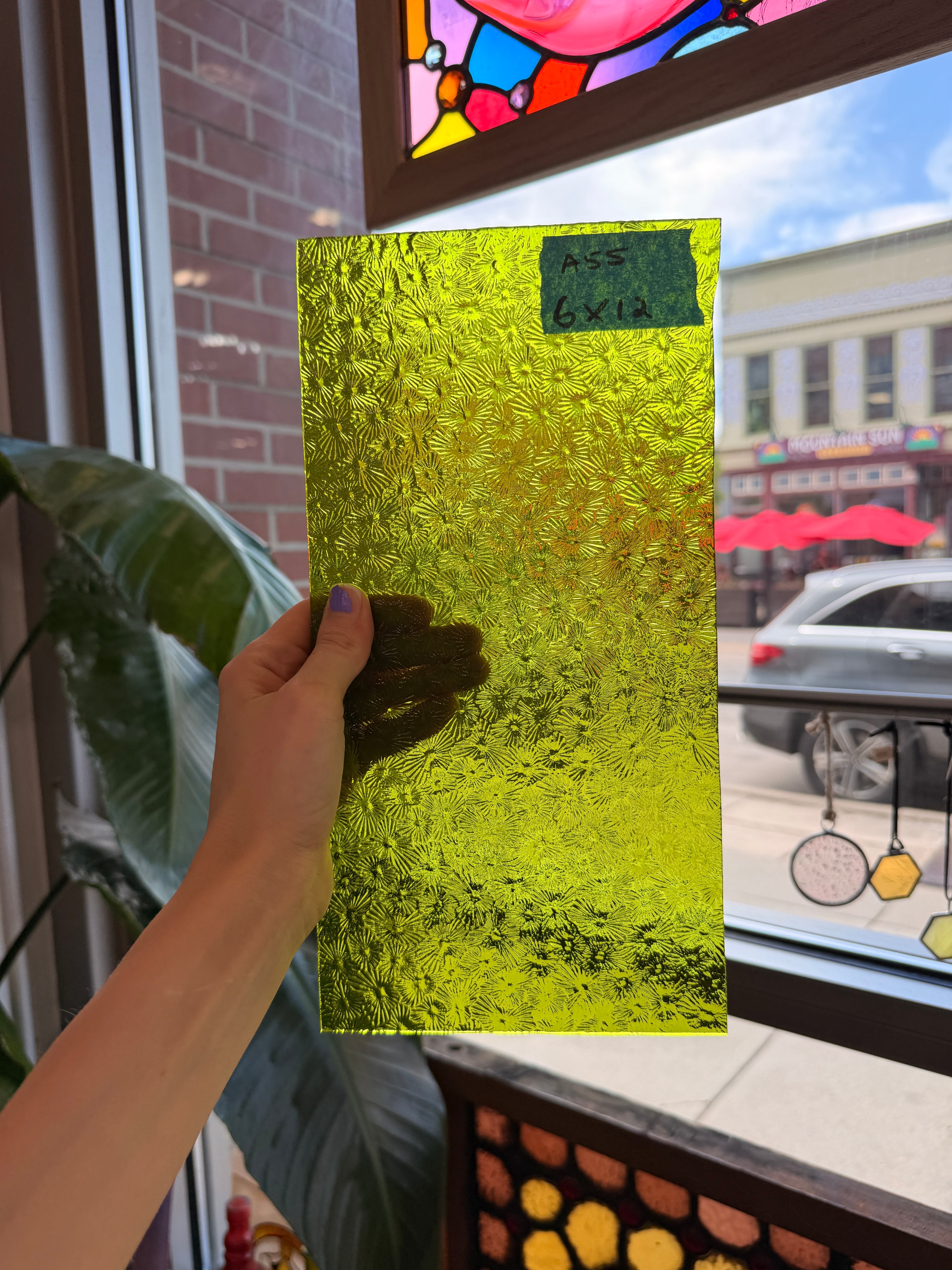 Pear/Lime Green Florentine Wissmach (WI 1146 FLOR) Sheet Glass Wissmach Glass 6x12in (WM-67702829)