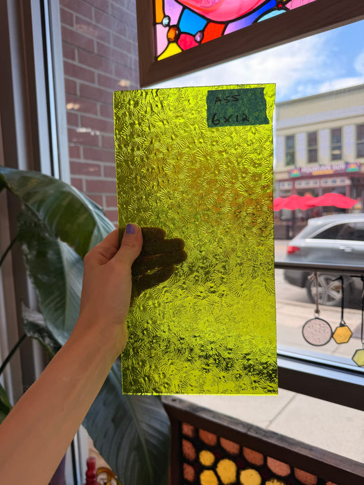 Pear/Lime Green Florentine Wissmach (WI 1146 FLOR) Sheet Glass Wissmach Glass 6x12in (WM-67702829)