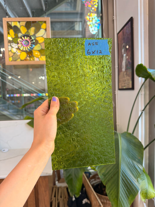 Pear/Lime Green Florentine Wissmach (WI 1146 FLOR) Sheet Glass Wissmach Glass
