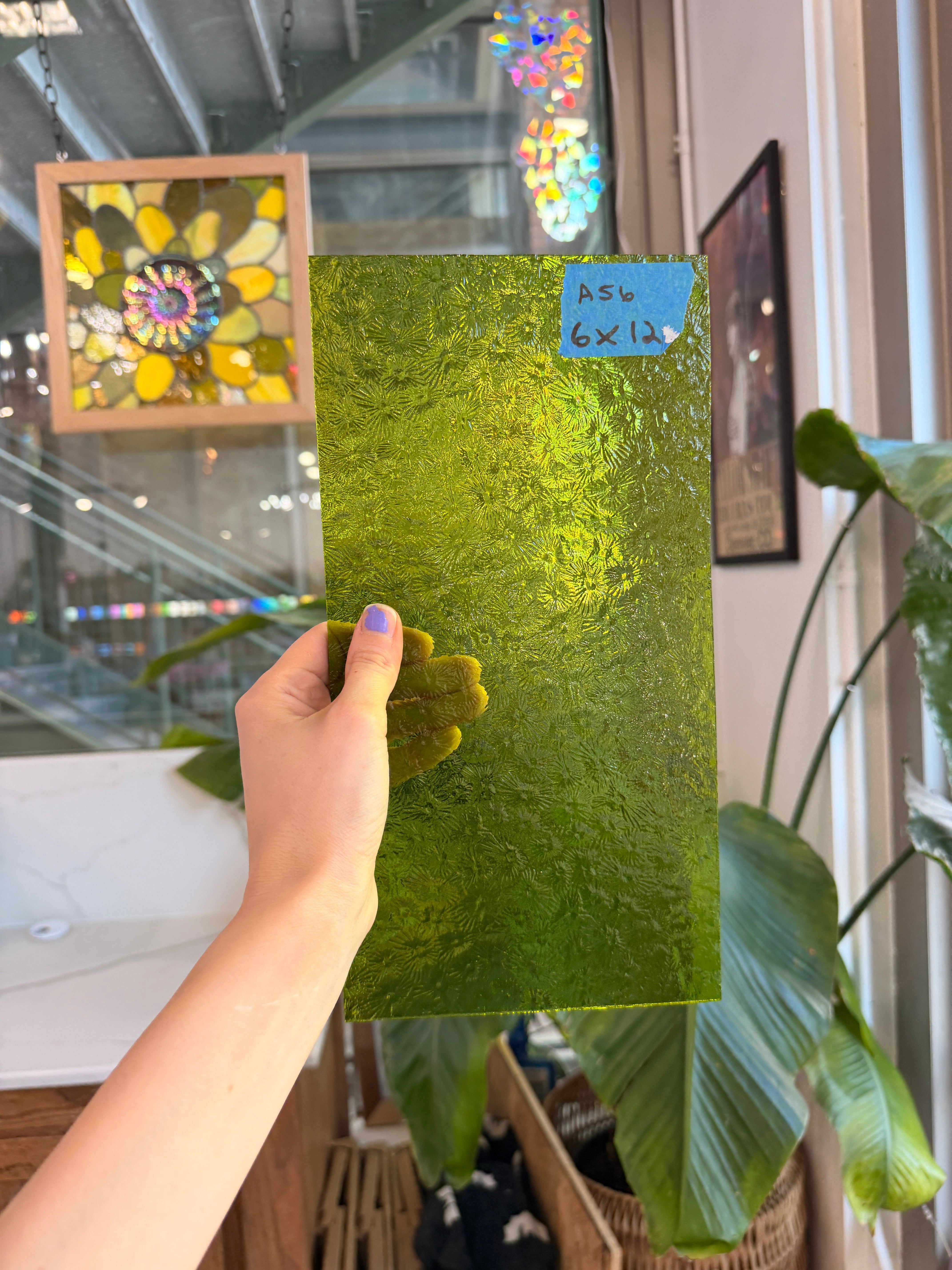 Pear/Lime Green Florentine Wissmach (WI 1146 FLOR) Sheet Glass Wissmach Glass 6x12in (WM-67735597)