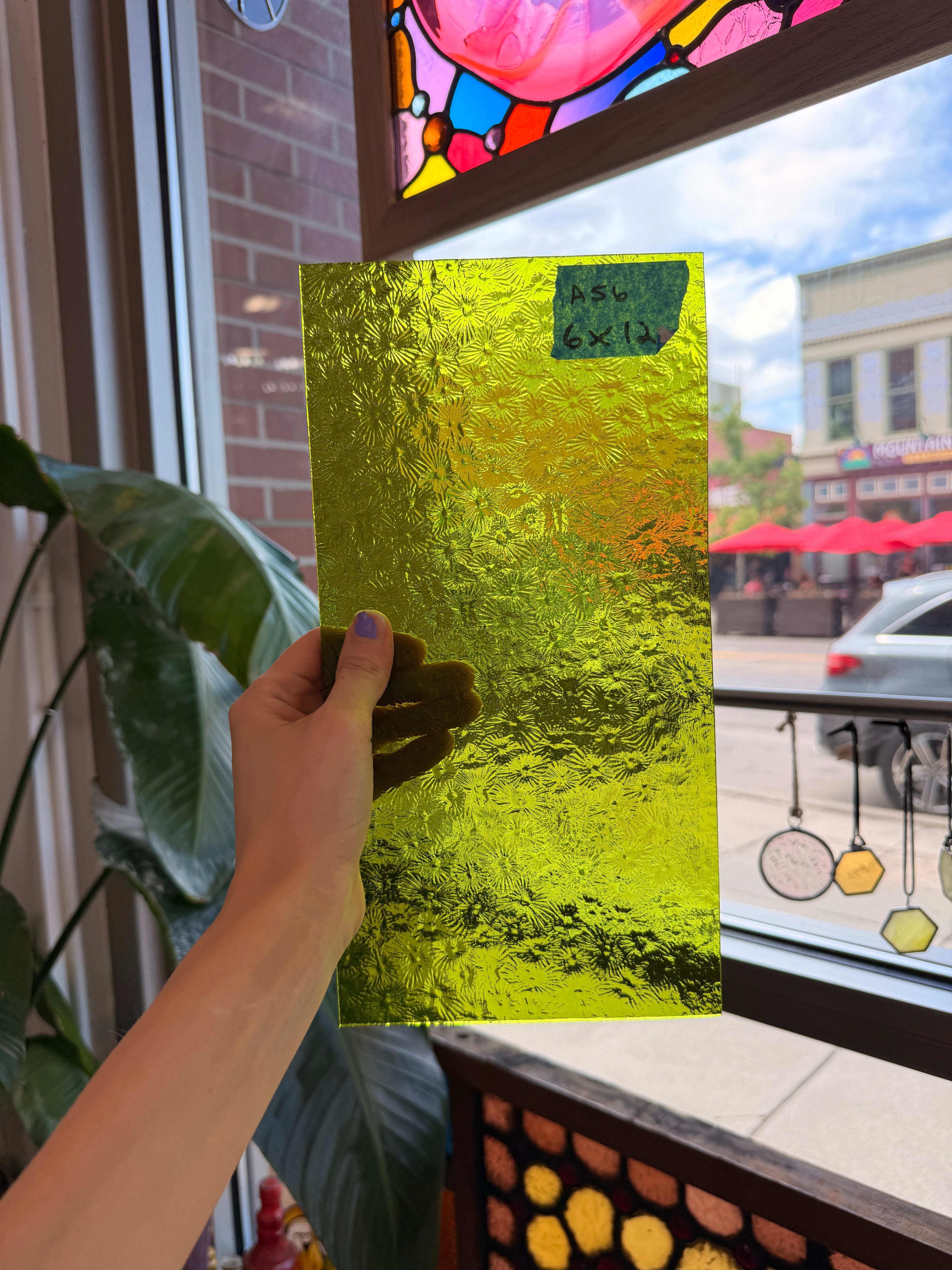 Pear/Lime Green Florentine Wissmach (WI 1146 FLOR) Sheet Glass Wissmach Glass