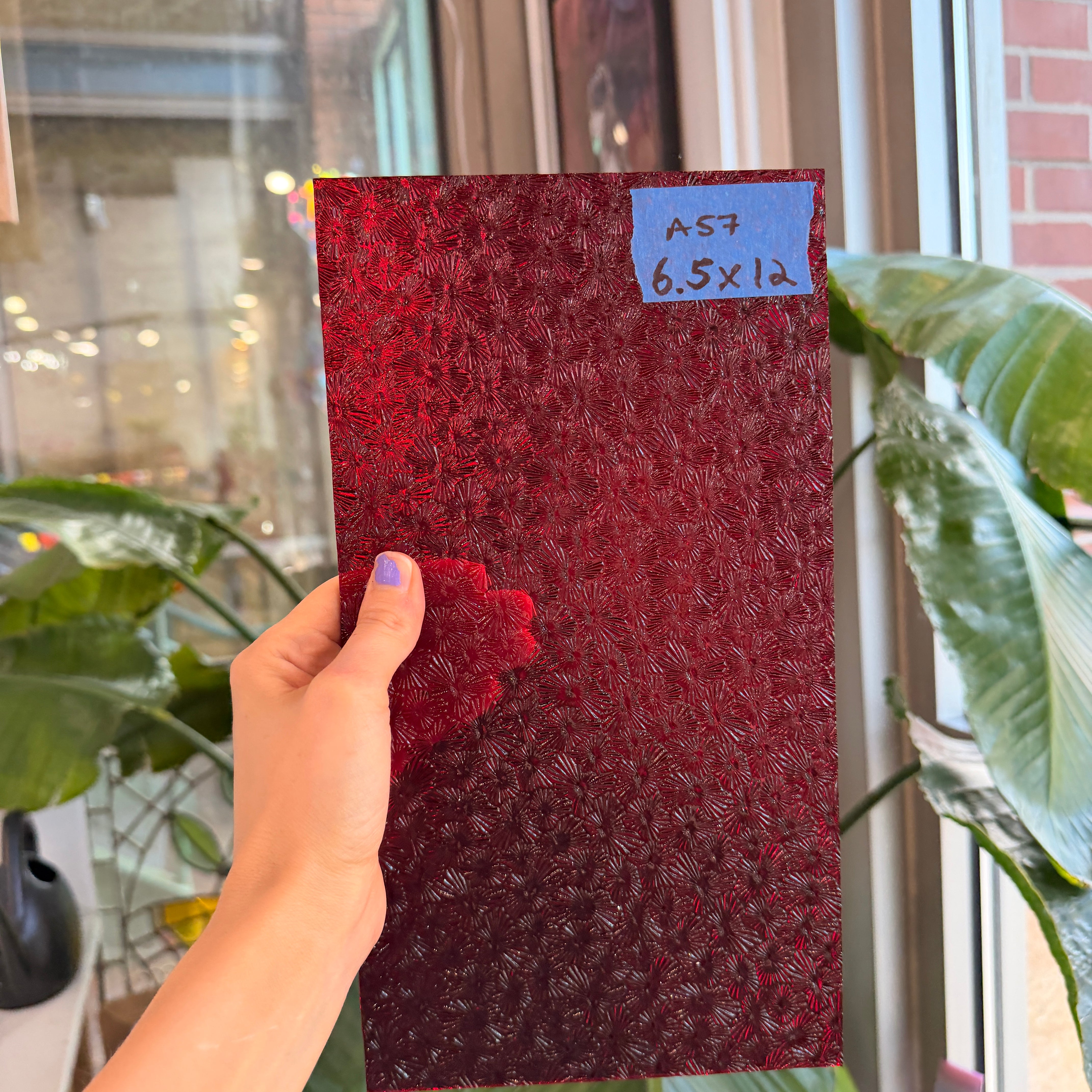 Red Florentine Wissmach Sheet Glass Wissmach Glass 6.5x12in (WM-67899437)