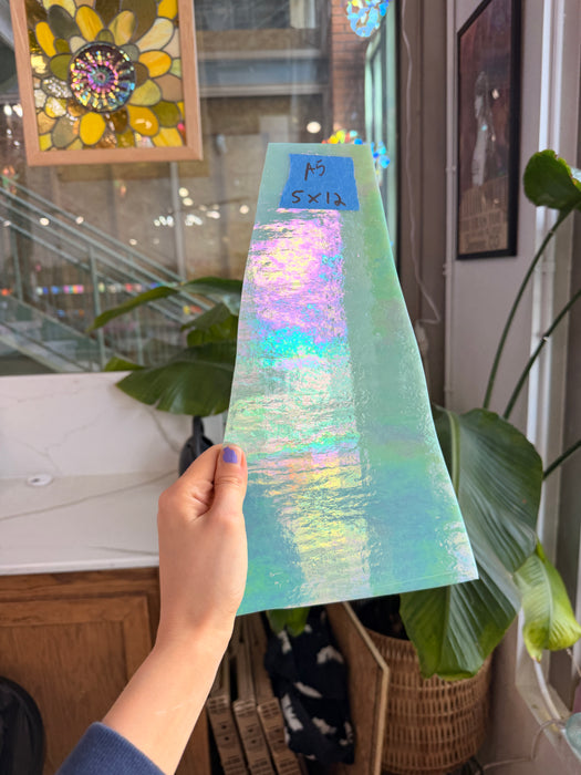 Pale Green Iridescent Wissmach Fusible 96 COE Fusible Sheet Glass Wissmach Glass