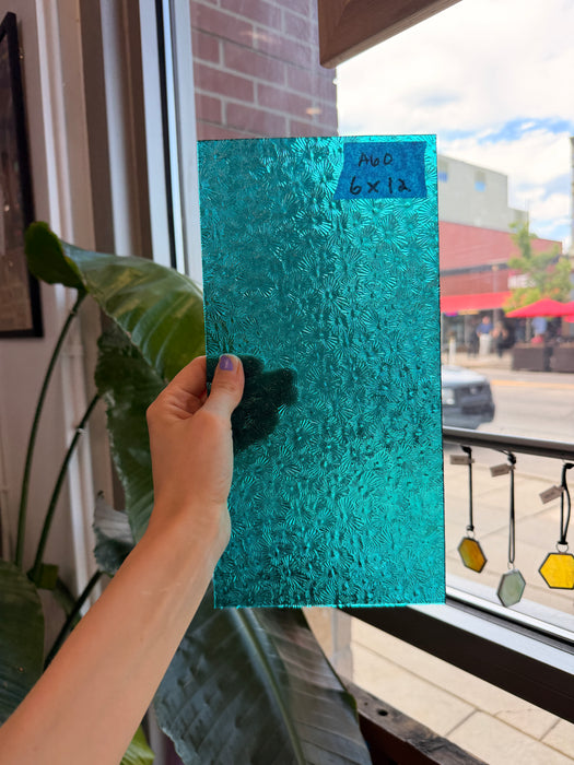 Robin's Egg Teal Florentine Wissmach (WI 25 FLOR) Sheet Glass Wissmach Glass