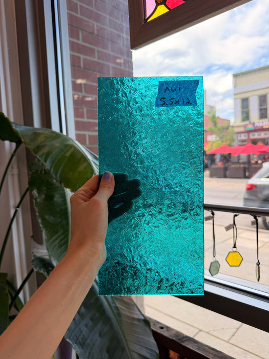 Robin's Egg Teal Florentine Wissmach (WI 25 FLOR) Sheet Glass Wissmach Glass
