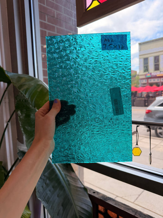 Robin's Egg Teal Florentine Wissmach (WI 25 FLOR) Sheet Glass Wissmach Glass