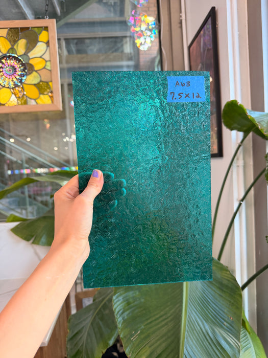 Robin's Egg Teal Florentine Wissmach (WI 25 FLOR) Sheet Glass Wissmach Glass 7.5x12in (WM-68128813)
