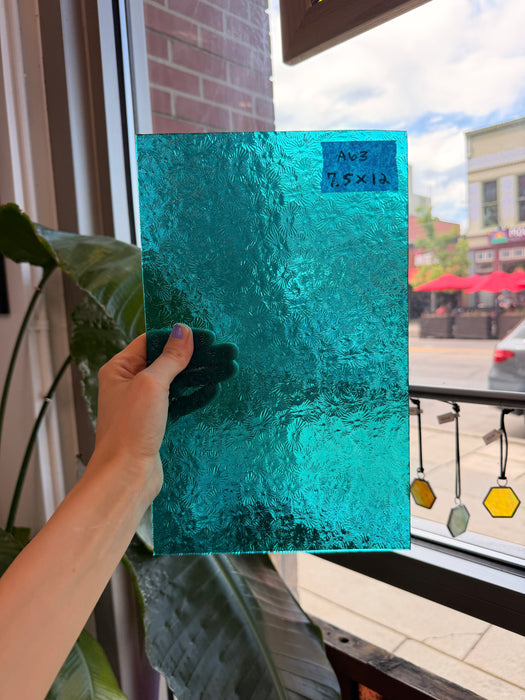 Robin's Egg Teal Florentine Wissmach (WI 25 FLOR) Sheet Glass Wissmach Glass