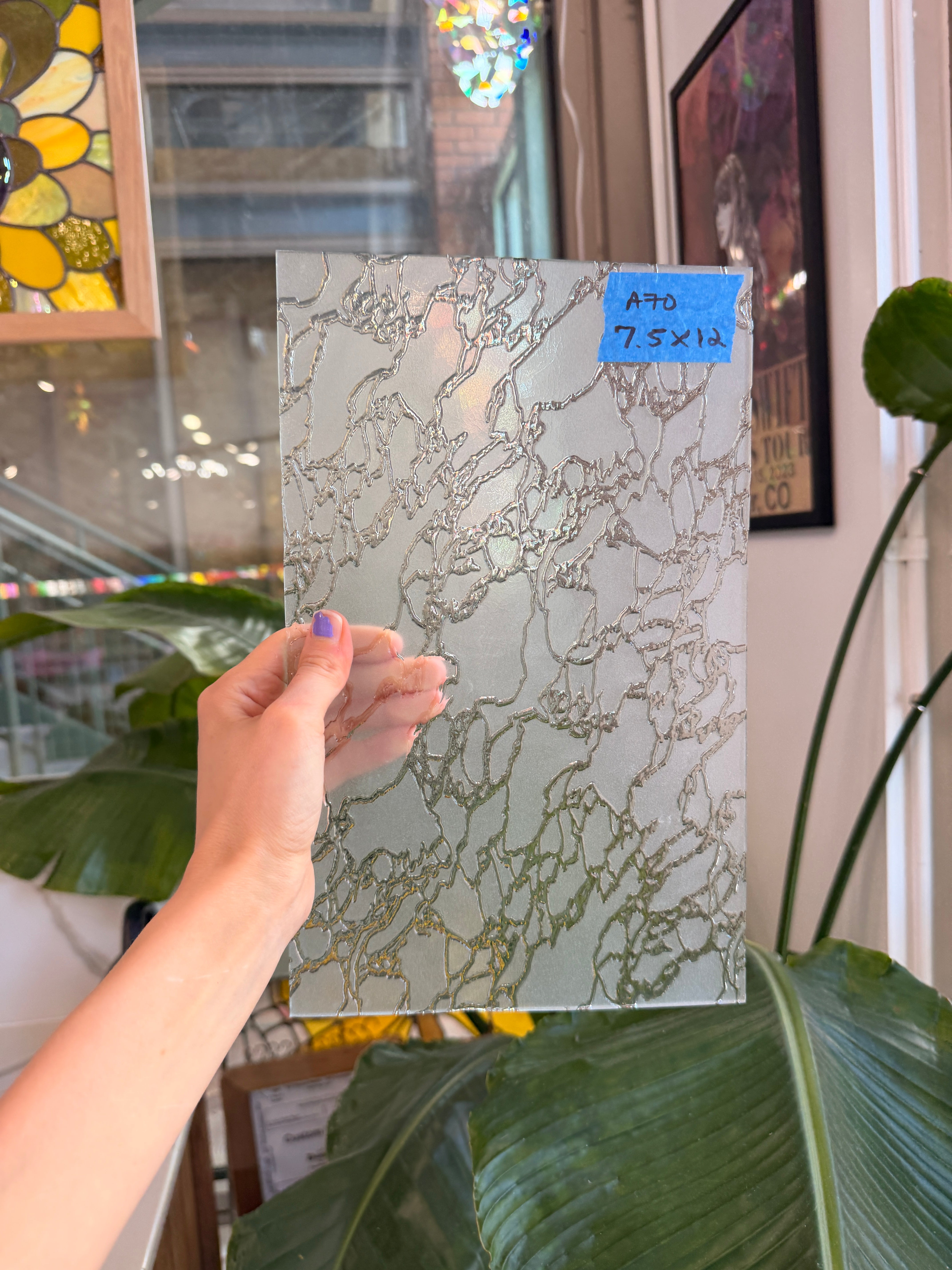 Frosted Krinkled Delta Industrial (IM 400F) Sheet Glass Colorado Glassworks A70 (7.5x12in)