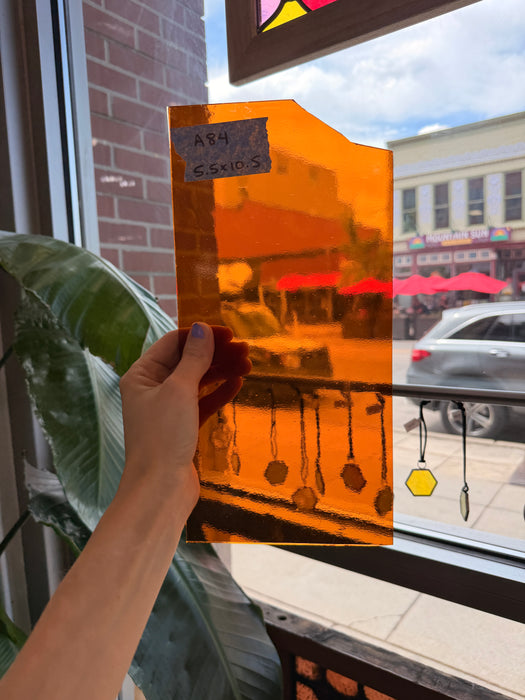 Medium Amber Transparent Oceanside Fusible 96 COE Fusible Sheet Glass Oceanside Glass
