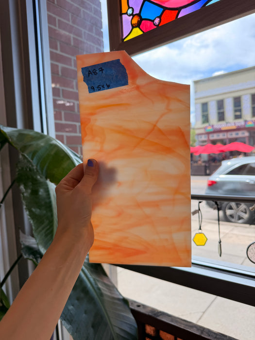 White/Orange Oceanside Fusible 96 COE Fusible Sheet Glass Oceanside Glass