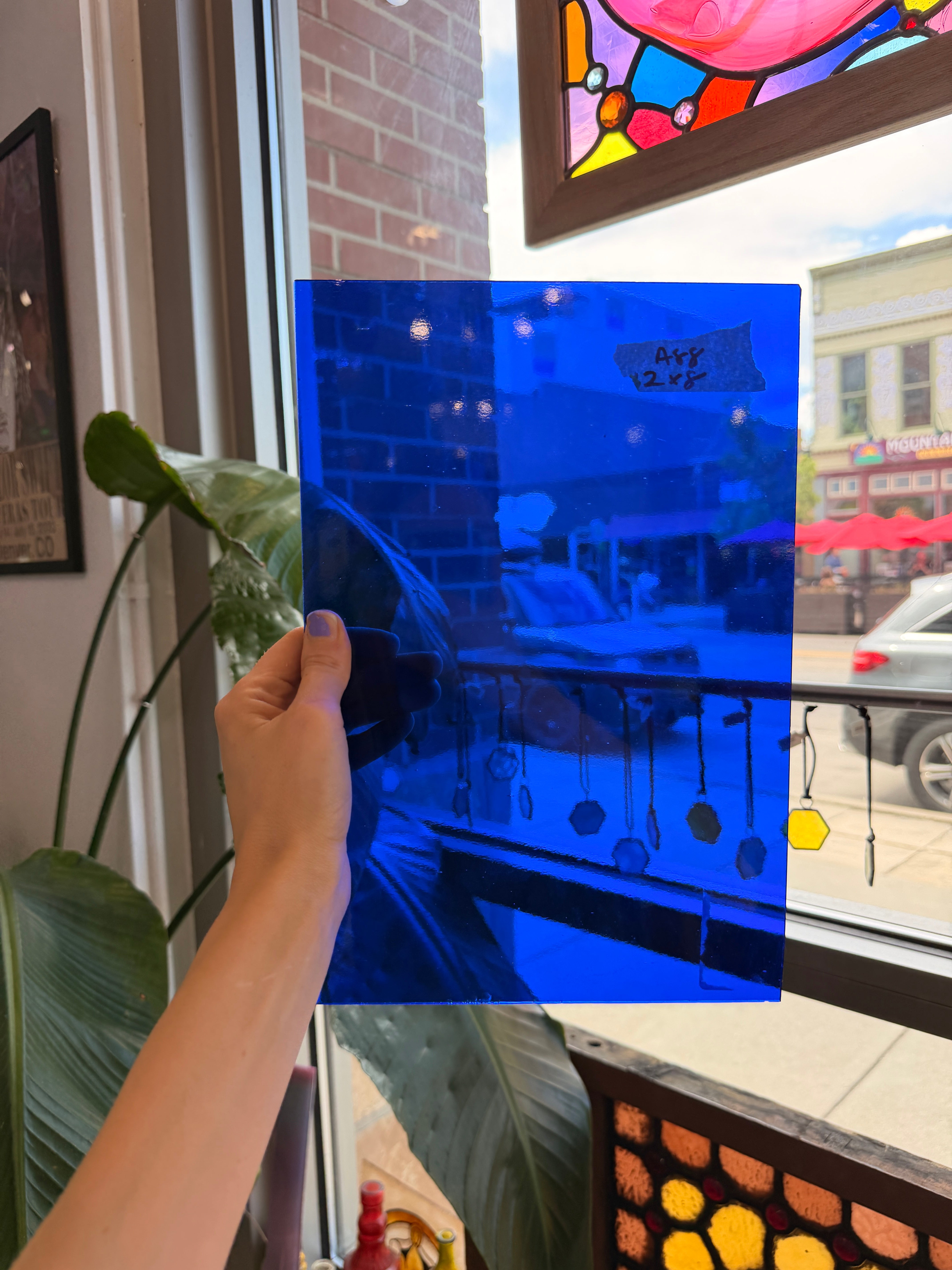 Dark Blue Transparent Oceanside Fusible 96 COE Fusible Sheet Glass Oceanside Glass 12x8in (OS-68980781)