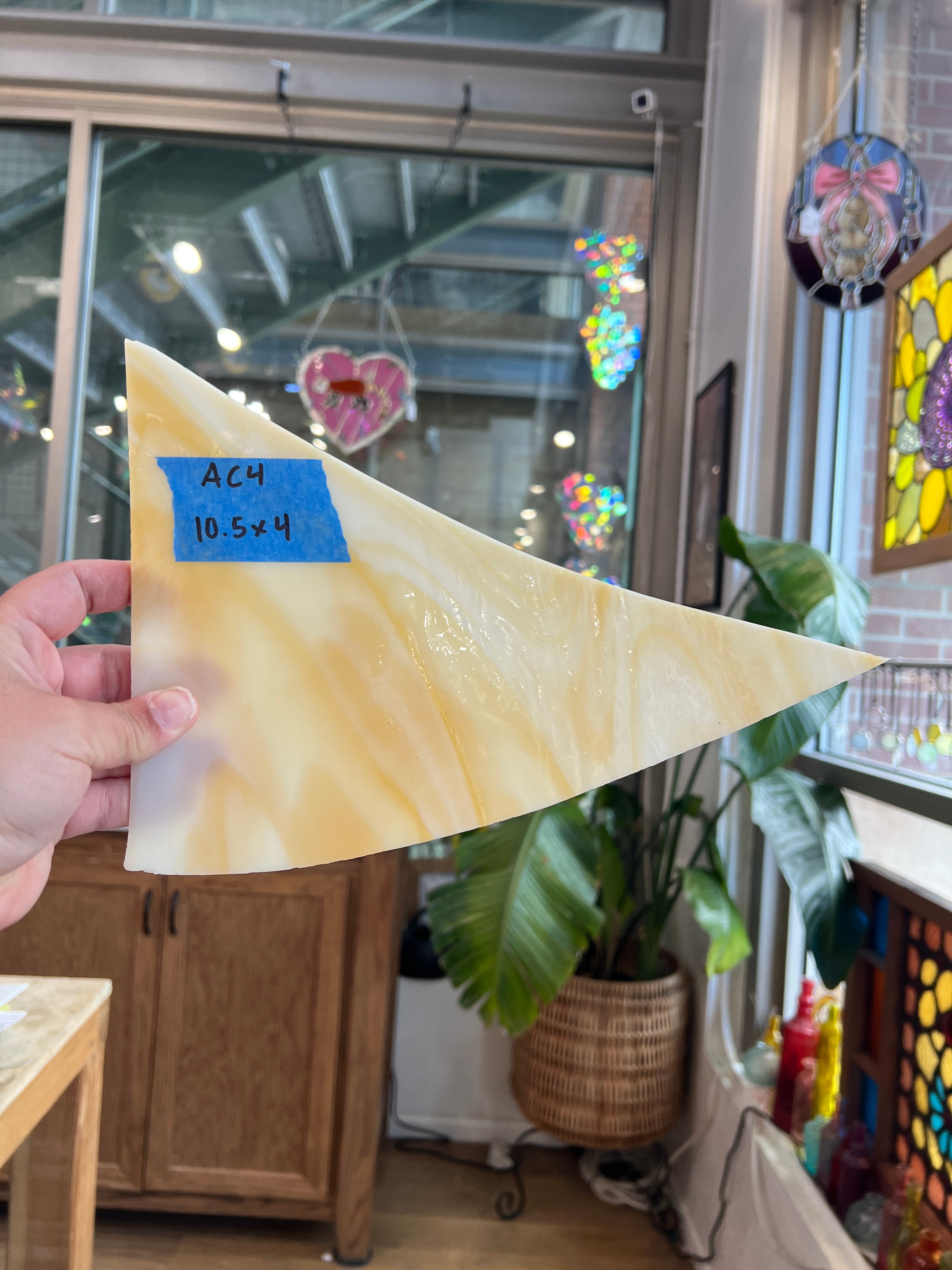 Light Amber Yellow Wispy White Kokomo Sheet Glass Kokomo Glass Default Title