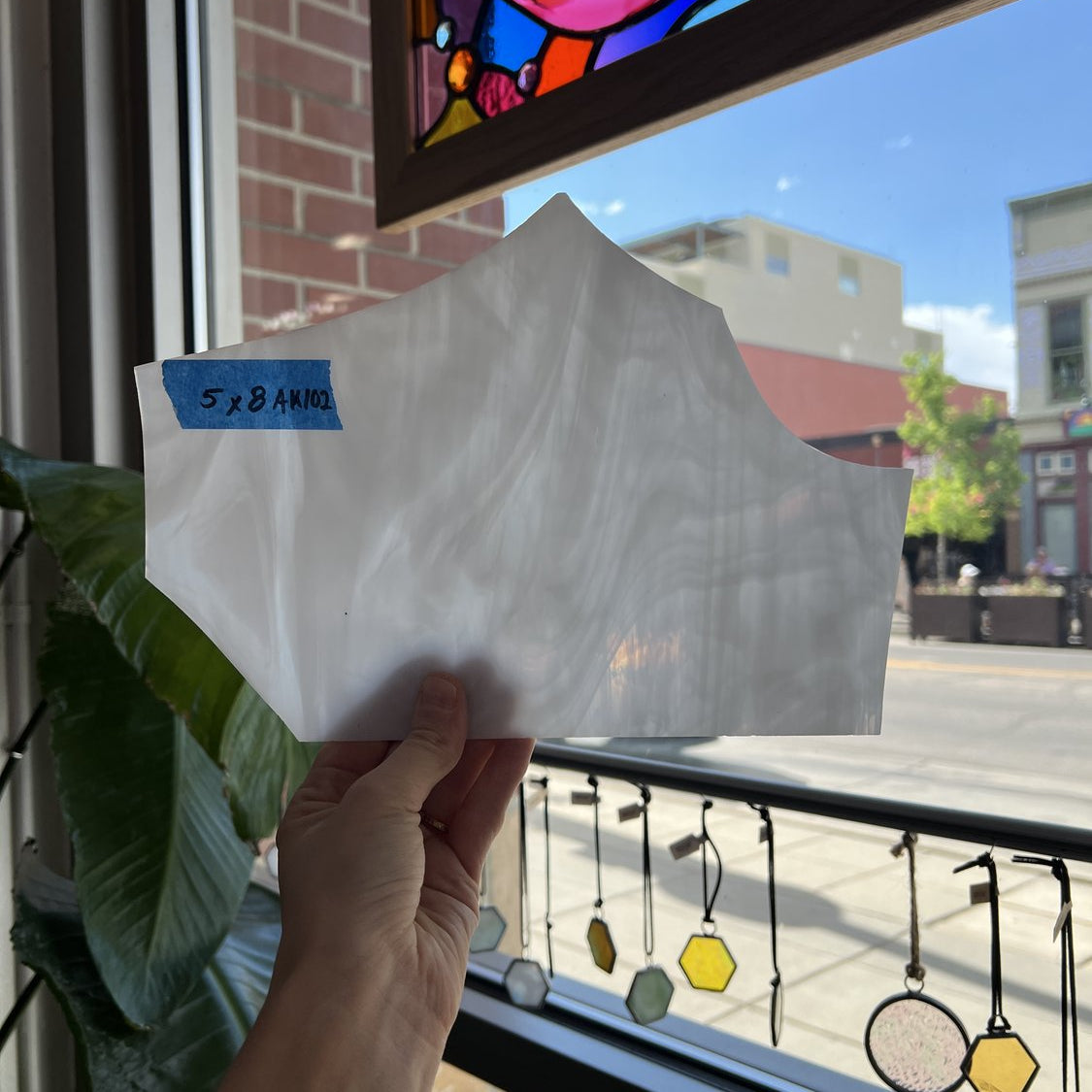 White Wispy Mixed Oceanside Sheet Glass Colorado Glassworks