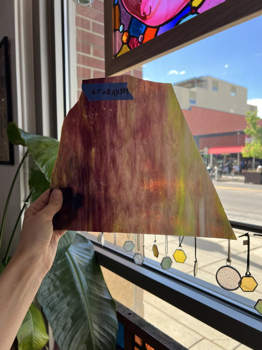 Purple Green Mixed Sheet Glass Colorado Glassworks AK104 (8x6.5in)