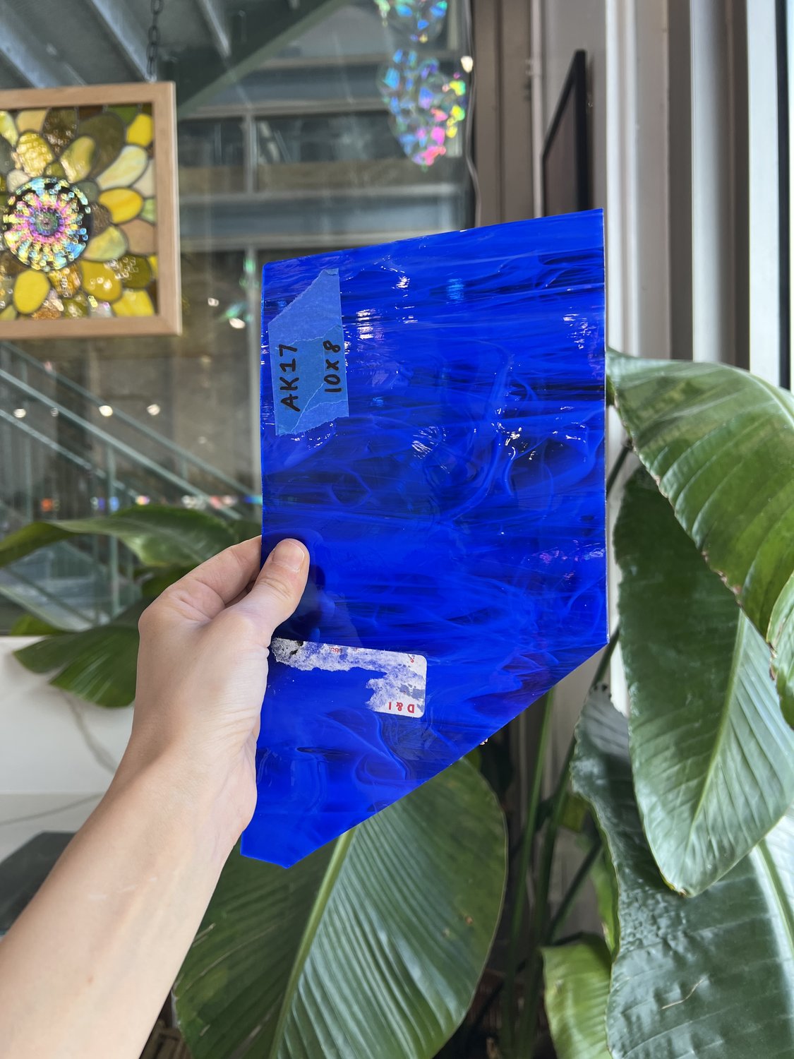 Dark Blue White Wispy Spectrum Sheet Glass Spectrum Glass