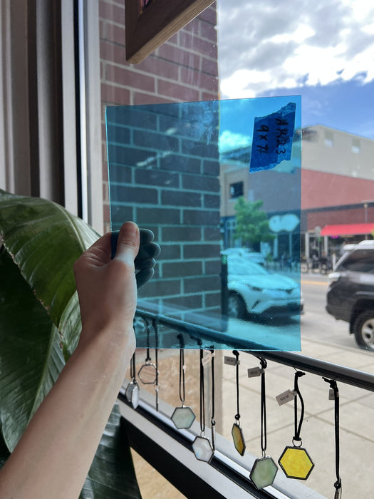 Transparent Sky Blue Oceanside Fusible 96 COE Fusible Sheet Glass Oceanside Glass