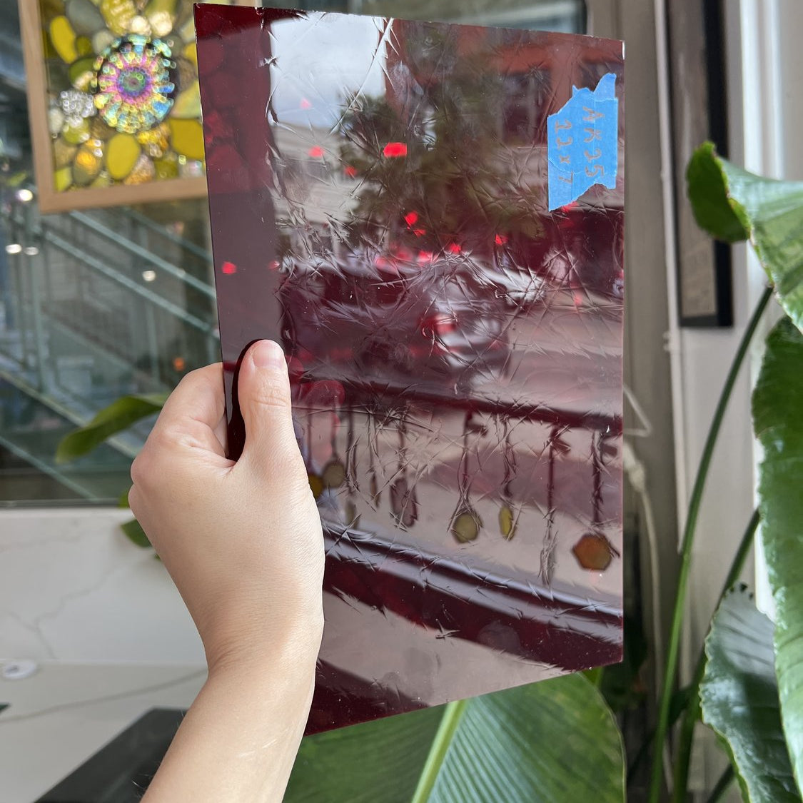 Red Vintage GNA Transparent Sheet Glass Colorado Glassworks