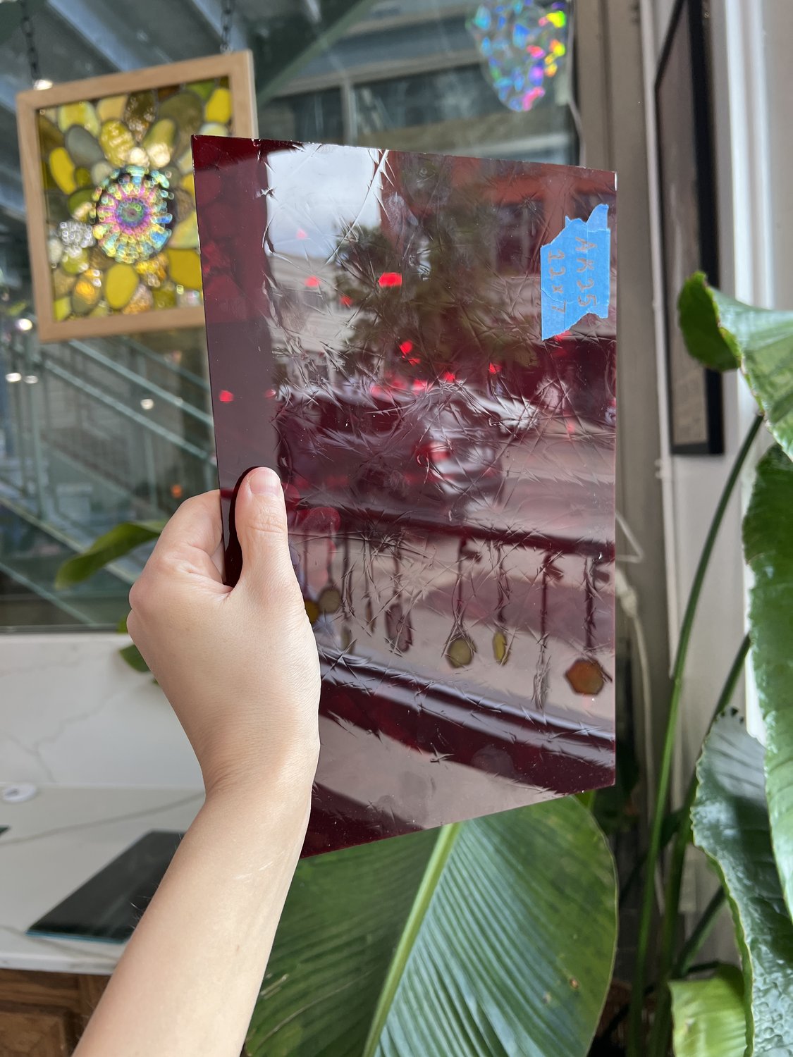 Red Vintage GNA Transparent Sheet Glass Colorado Glassworks