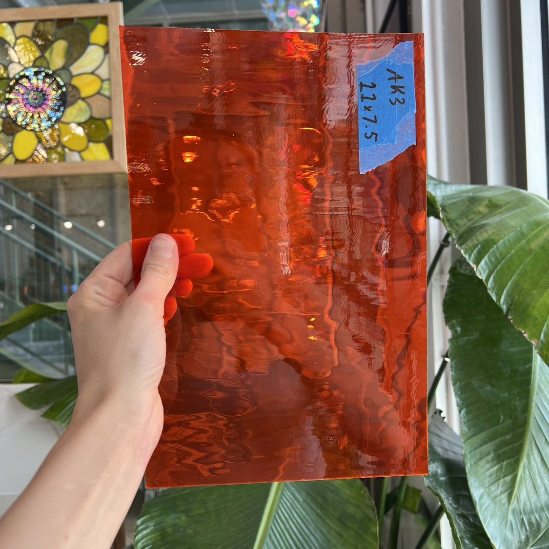 Orange Water Glass Oceanside Fusible 96 COE Fusible Sheet Glass Oceanside Glass 11x7.5in (OS-72644397)