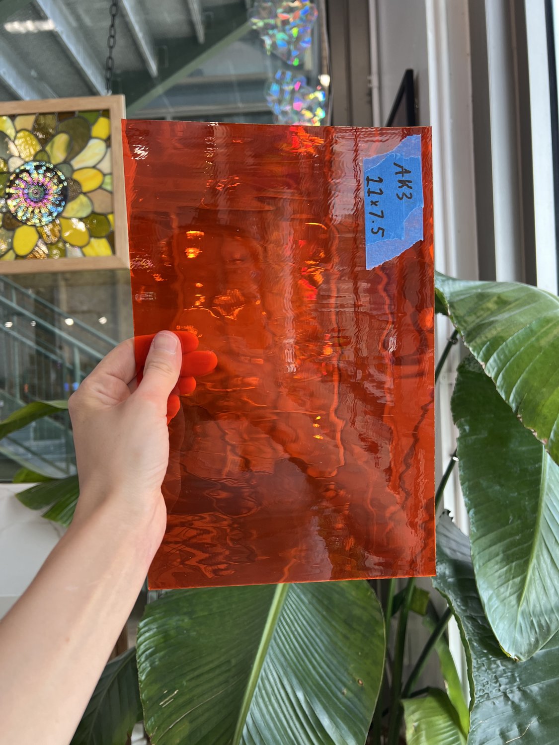 Orange Water Glass Oceanside Fusible 96 COE Fusible Sheet Glass Oceanside Glass 11x7.5in (OS-72644397)