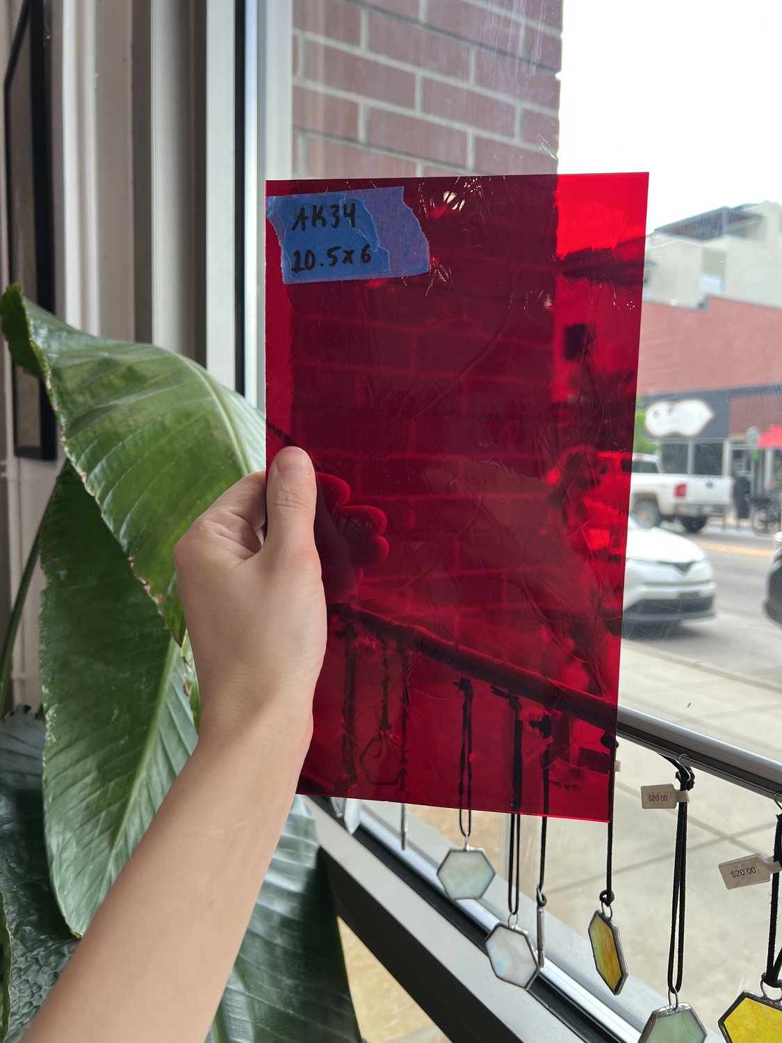 Red Vintage GNA Transparent Sheet Glass Colorado Glassworks 10.5x6in (GNA-72349485)